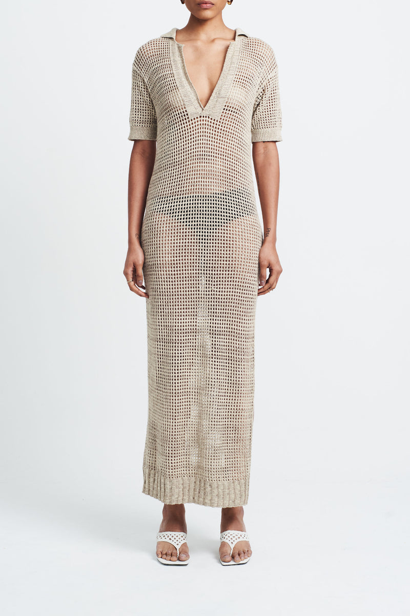 Sophisticated vacation luxury outfit silk knit dress Singapore fashion STUDIO ALTC NODO KNIT DRESS