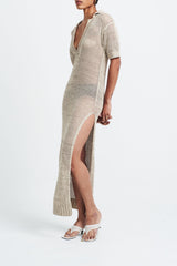 Deep V neck knit cover up Singapore sustainable fashion brand STUDIO ALTC NODO KNIT DRESS