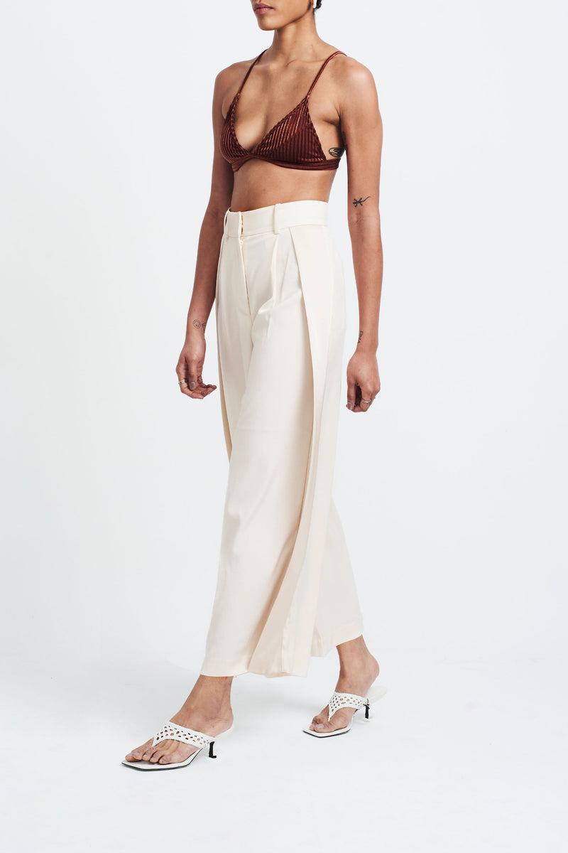 Classic work pants with a twist, sustainable fashion design STUDIO ALTC SABBIA PANEL TROUSERS