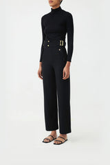 Slow luxury sophisticated straight cut pants FASCIA BUCKLE TROUSERS 