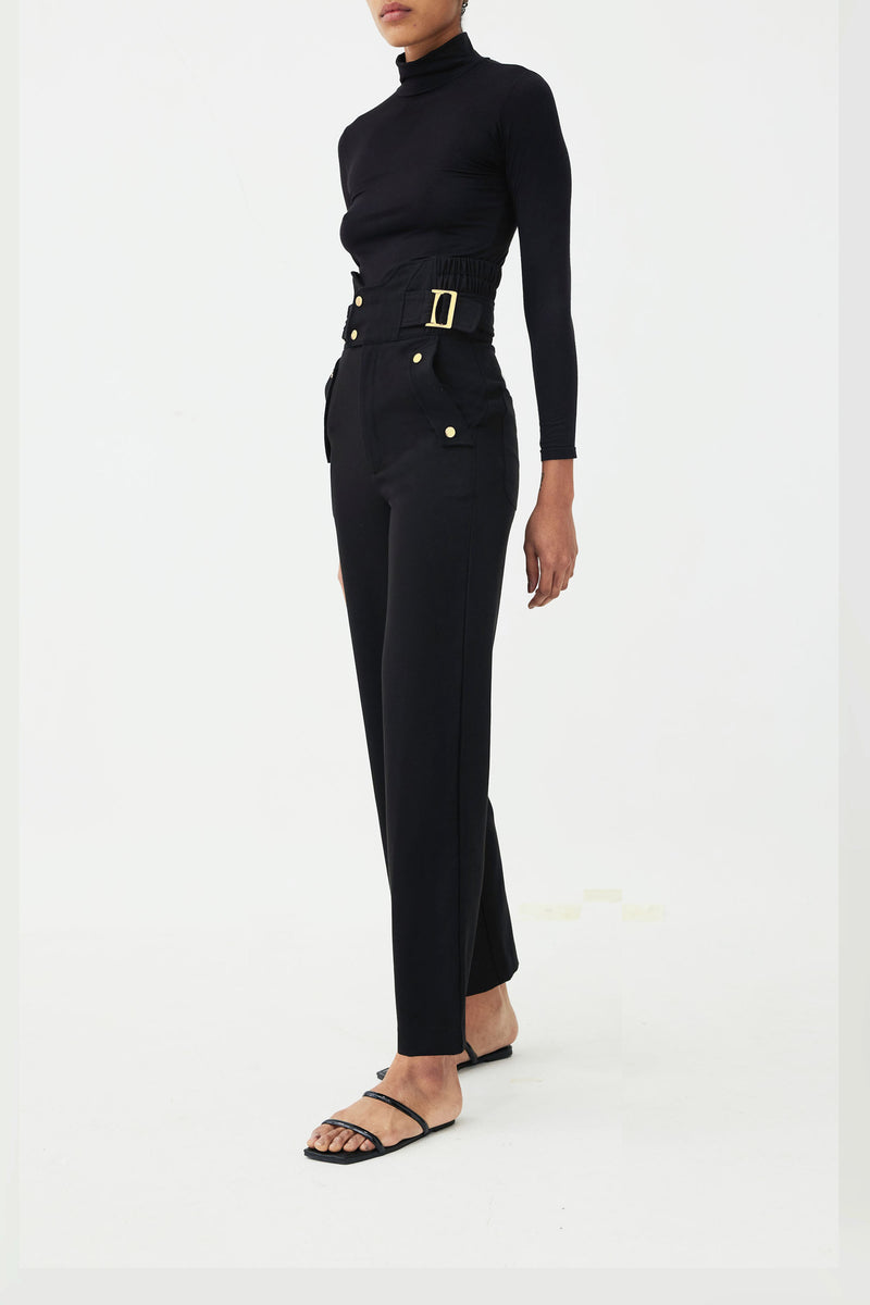 Unique high waist office pants FASCIA BUCKLE TROUSERS , slow fashion brand