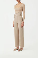 Slow luxury sophisticated straight cut pants FASCIA BUCKLE TROUSERS 