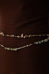 Artisanal handmade waist chain in stone and shell beads